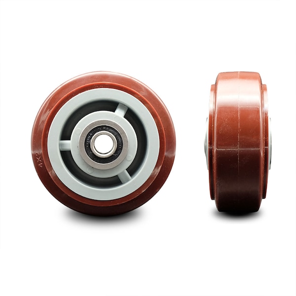 SCC - 4" Poly on Polyolefin Wheel Only w/Ball Bearing - 1/2" Bore - 500 lbs Cpty